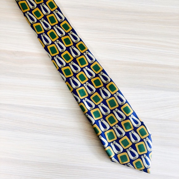 Vintage GUCCI Horseshoe Tie 🐎 100% SILK Mod Tie - Picture 4 of 8